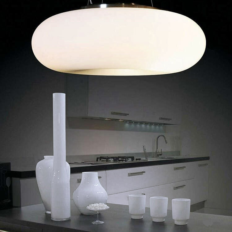 Lampa wisząca biała kremowa BIANTE szklana oprawa gładka okrągła - Lumina Deco zdjęcie 4