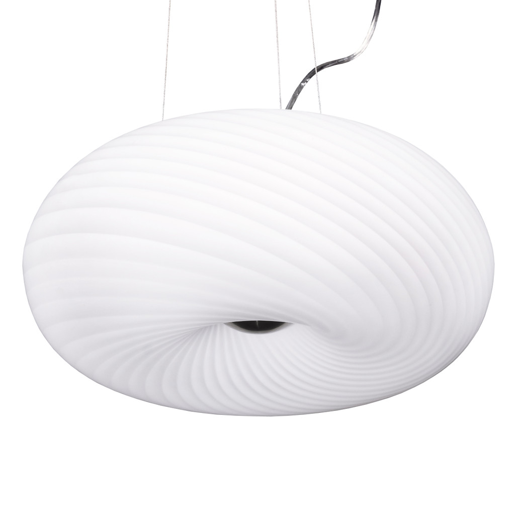 Lampa wisząca szklana MONARTE biała, nowoczesna, wzór w paski - Lumina Deco zdjęcie 1
