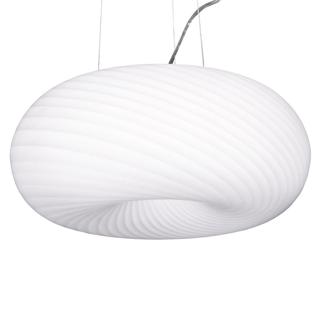 Lampa wisząca szklana MONARTE biała, nowoczesna, wzór w paski - Lumina Deco zdjęcie 4