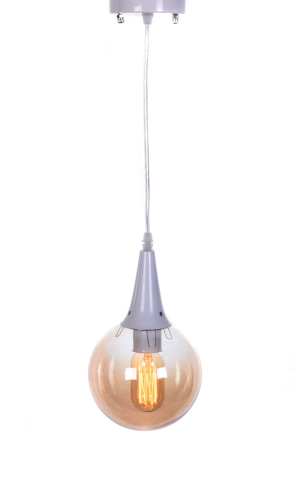 Szklana biała lampa wisząca ROCHERRO klosz kula bursztynowa loftowa - Lumina Deco zdjęcie 3