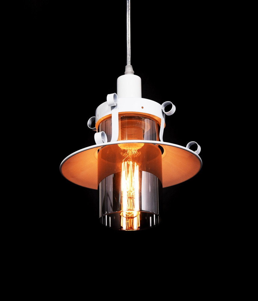 Szklana lampa wisząca CAPRI W1 biała metalowa industrialna regulowana - Lumina Deco zdjęcie 2
