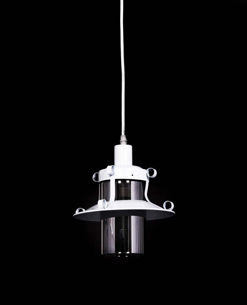 Szklana lampa wisząca CAPRI W1 biała metalowa industrialna regulowana - Lumina Deco zdjęcie 4