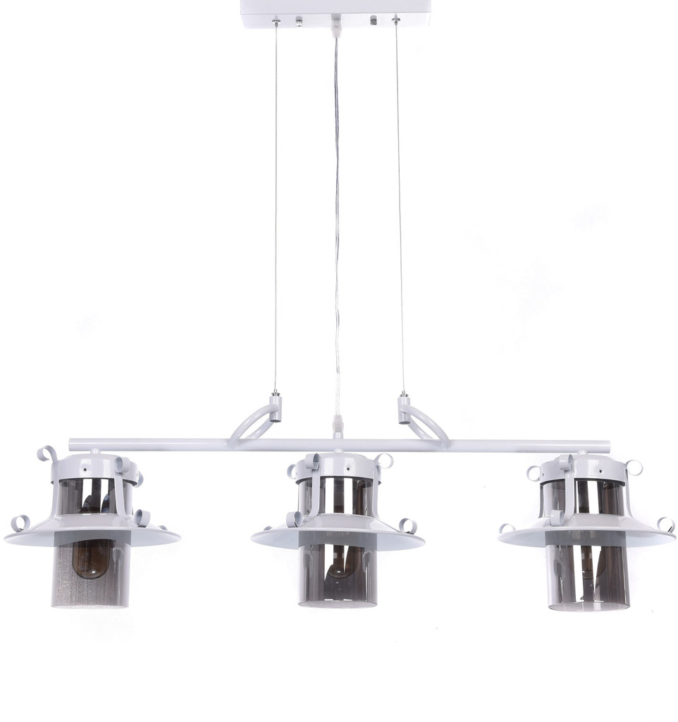 Potrójna biała lampa wisząca loftowa CAPRI TRIO szklana na listwie - Lumina Deco zdjęcie 2