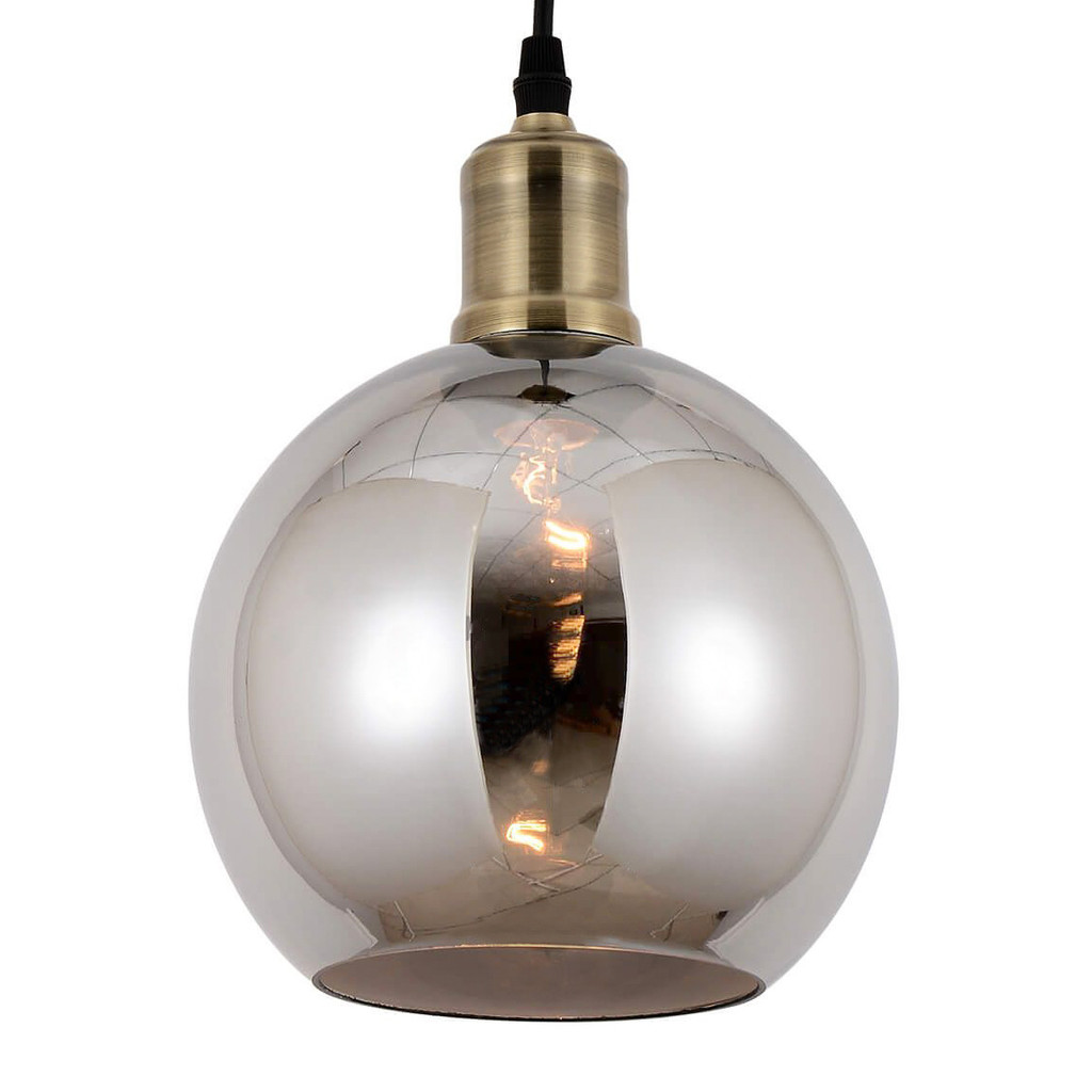 Lampa wisząca loftowa ZAGALLO przydymiony klosz szklana kula - Lumina Deco zdjęcie 1