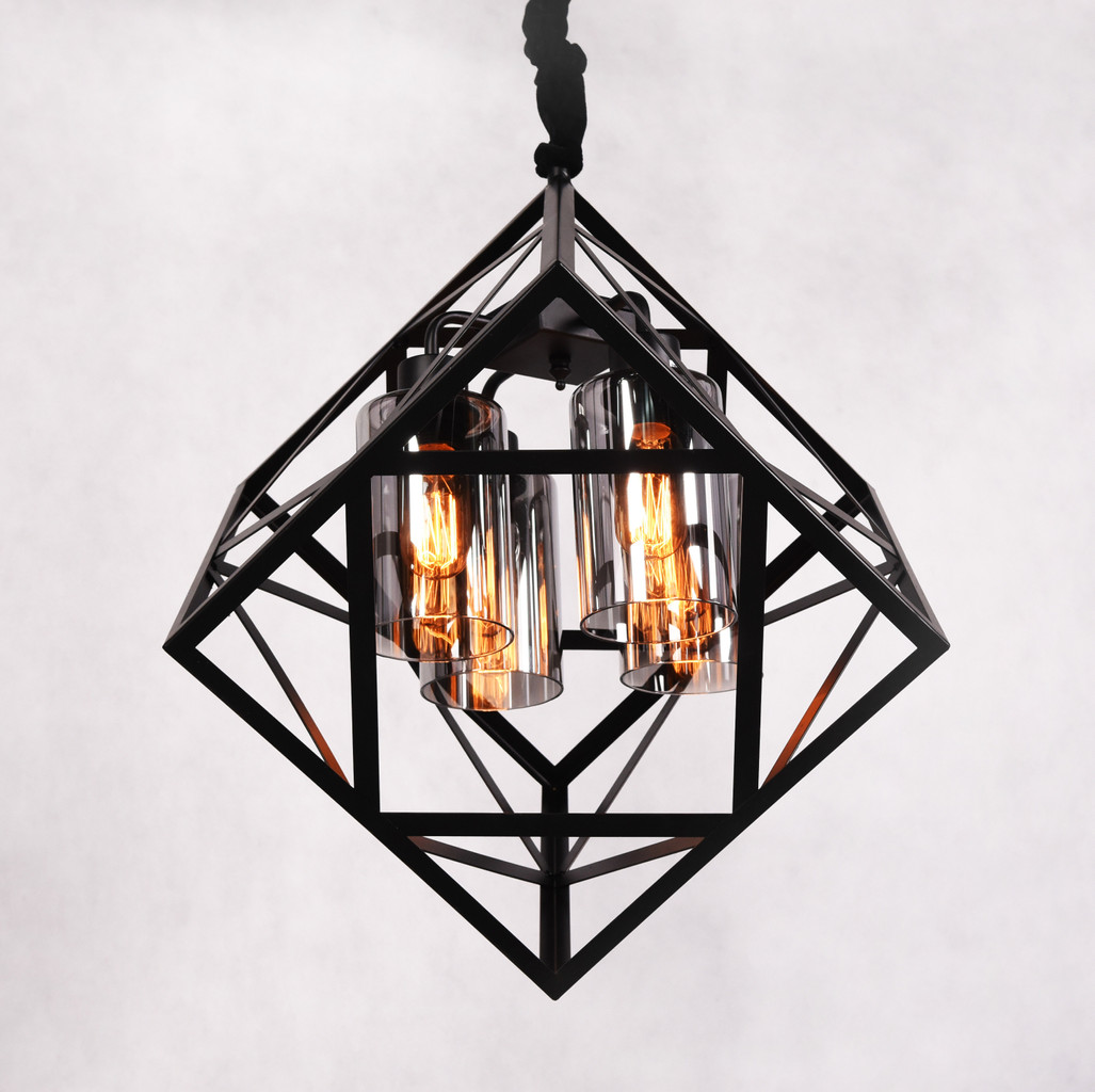 Metalowa designerska lampa wisząca BRUTTE szklane dymione tuby - Lumina Deco zdjęcie 3