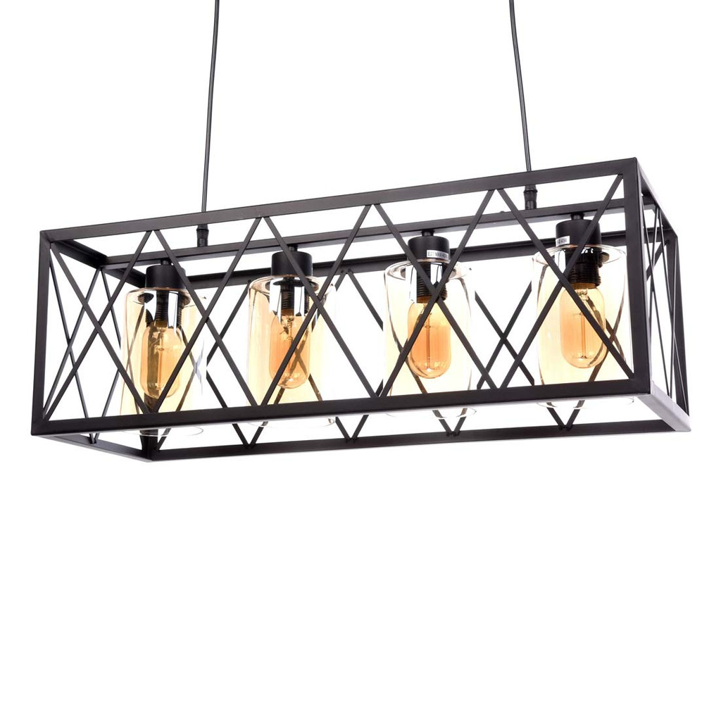 Druciana lampa wisząca, czarna, industrialna NORTIS metalowa klatka, loft - Lumina Deco zdjęcie 2