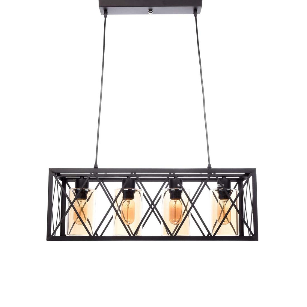 Druciana lampa wisząca, czarna, industrialna NORTIS metalowa klatka, loft - Lumina Deco zdjęcie 1