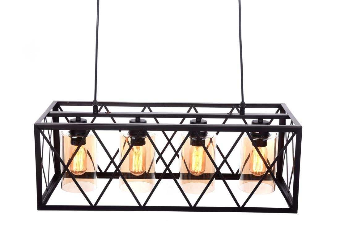 Druciana lampa wisząca, czarna, industrialna NORTIS metalowa klatka, loft - Lumina Deco zdjęcie 3