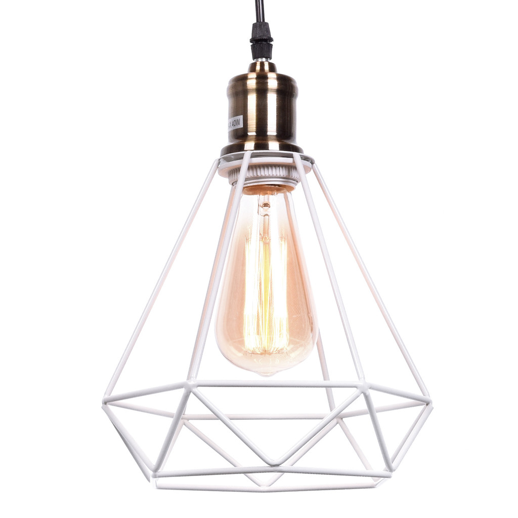 Lampa druciana biała wisząca diament COBI minimalistyczna - Lumina Deco zdjęcie 1