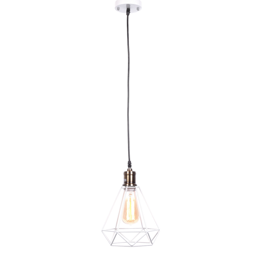 Lampa druciana biała wisząca diament COBI minimalistyczna - Lumina Deco zdjęcie 3