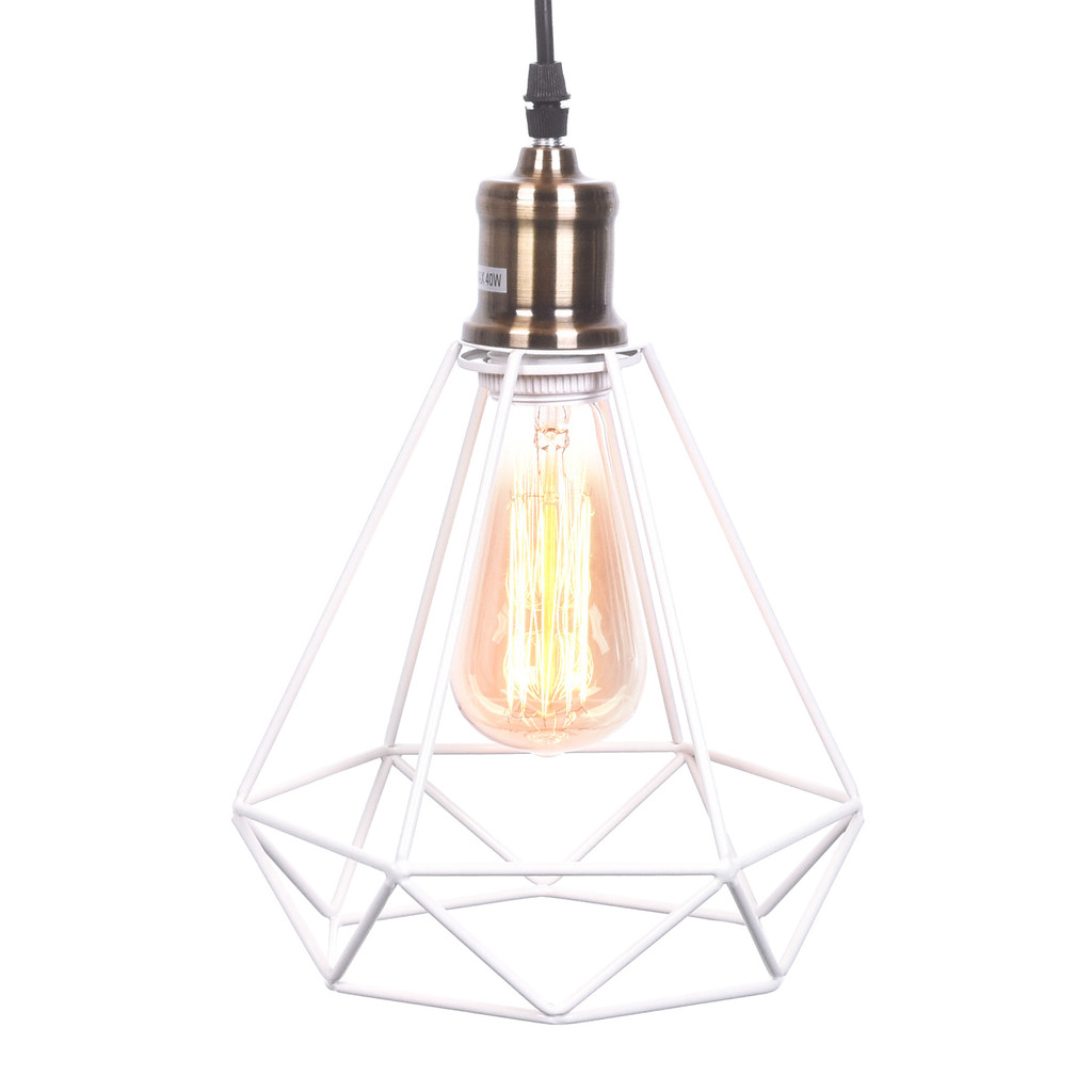 Lampa druciana biała wisząca diament COBI minimalistyczna - Lumina Deco zdjęcie 4