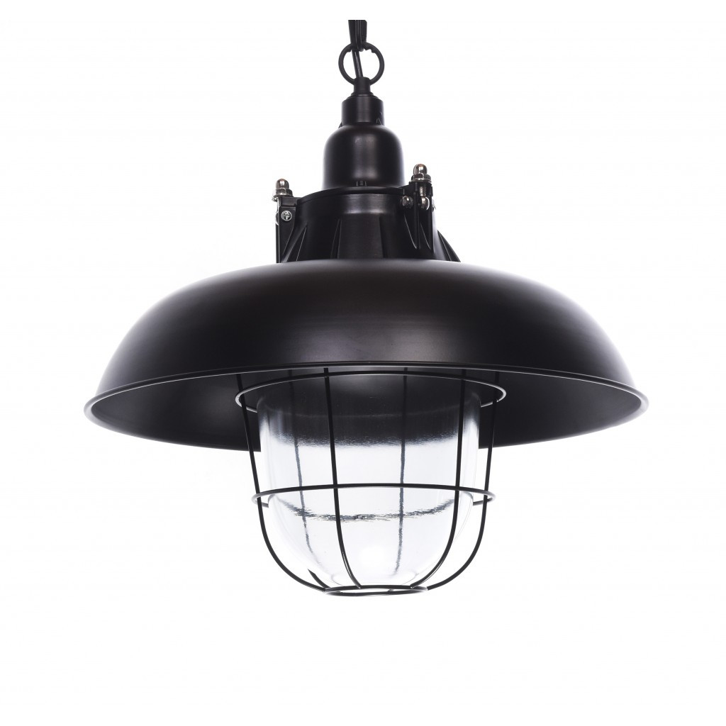 Lampa industrialna loft PRODDI czarna wisząca, metalowo-szklana - Lumina Deco zdjęcie 1