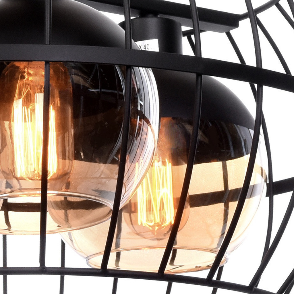 Potrójna lampa druciana wisząca czarna siatka OPTIS loftowa industrialna - Lumina Deco zdjęcie 4