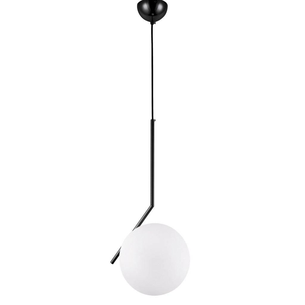 Czarna, stylowa lampa wisząca SORENTO, nowoczesna z białym okrągłym kloszem - Lumina Deco zdjęcie 3