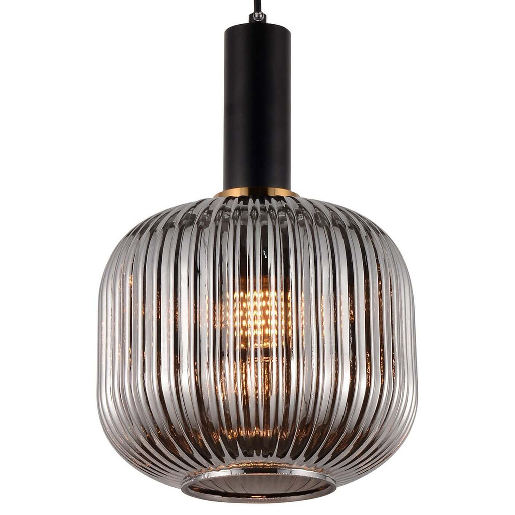 Nowoczesna lampa wisząca GATO, dymiony szklany klosz w loftowym stylu - Lumina Deco zdjęcie 1