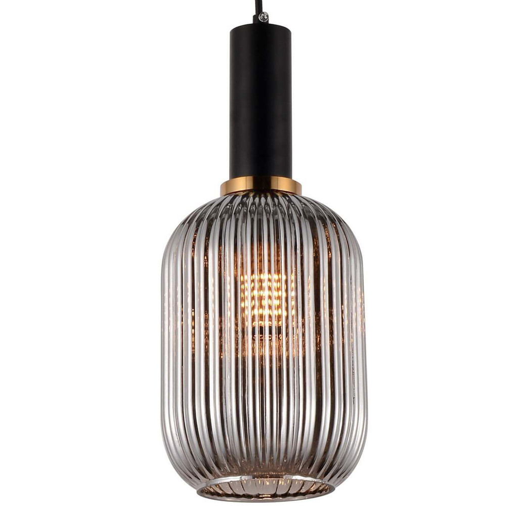Szklana lampa wisząca RICO z dymionym kloszem w loftowym stylu - Lumina Deco zdjęcie 1