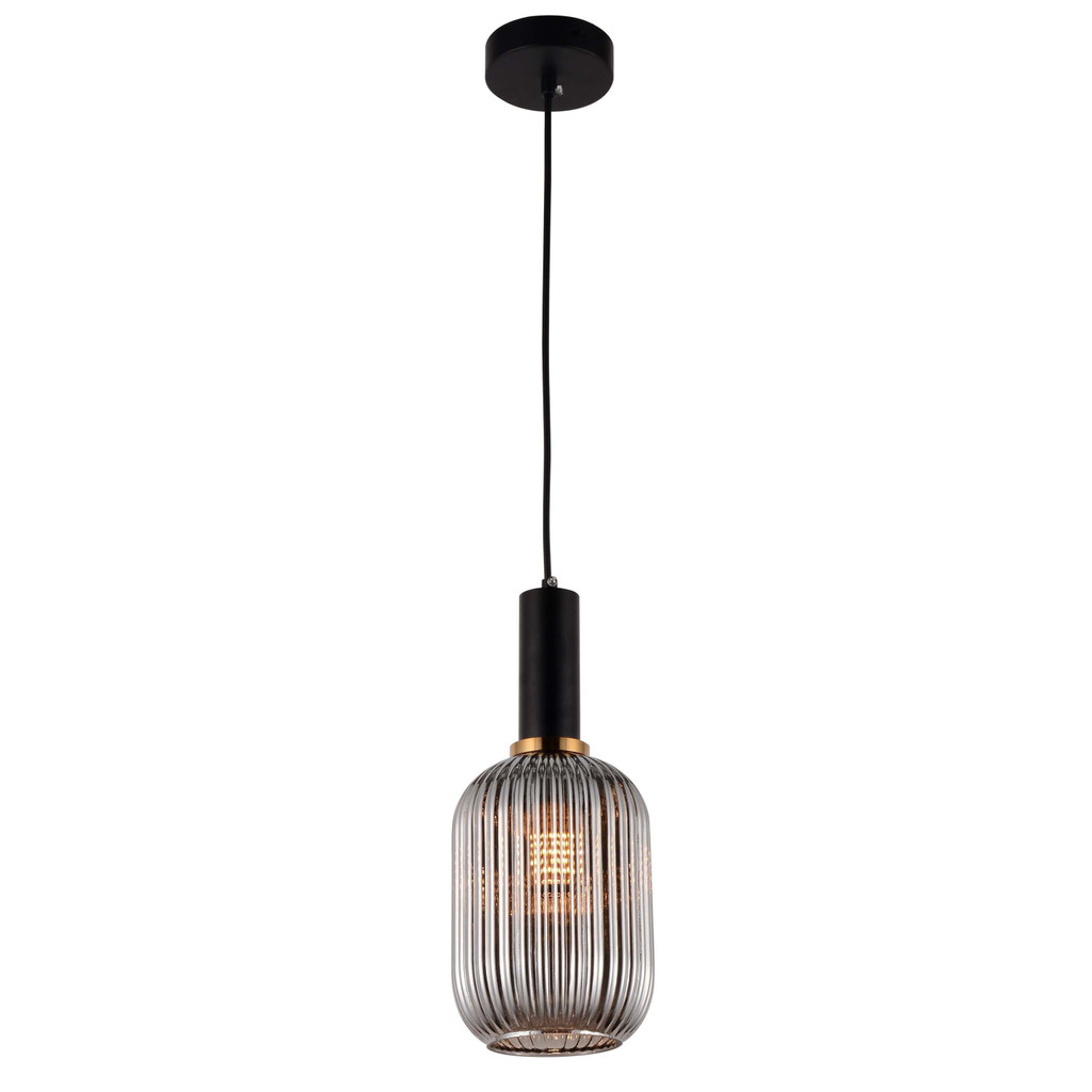 Szklana lampa wisząca RICO z dymionym kloszem w loftowym stylu - Lumina Deco zdjęcie 3