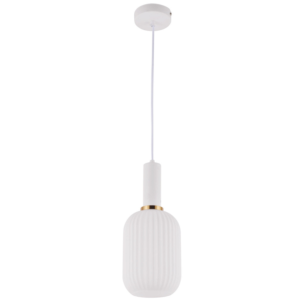 Elegancka szklana loftowa lampa wisząca RICO w białym kolorze, nowoczesny design - Lumina Deco zdjęcie 3