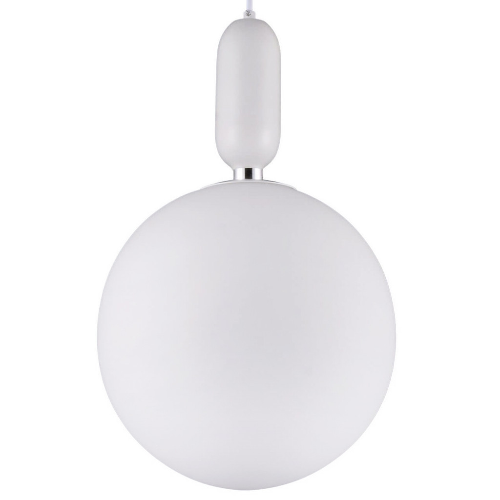 Biała lampa wisząca w kształcie kuli ORITO D30 ze szklanym kloszem - Lumina Deco zdjęcie 1