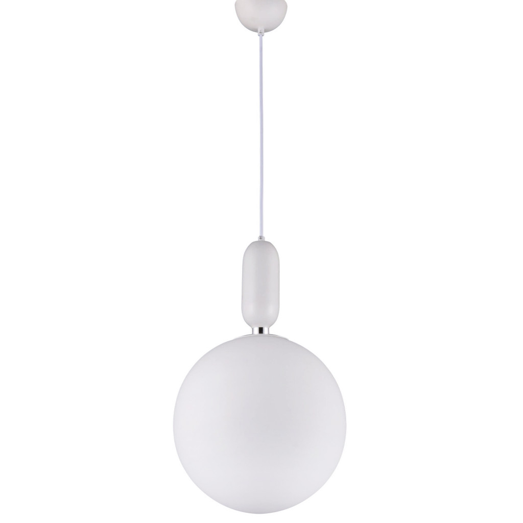 Biała lampa wisząca w kształcie kuli ORITO D30 ze szklanym kloszem - Lumina Deco zdjęcie 3