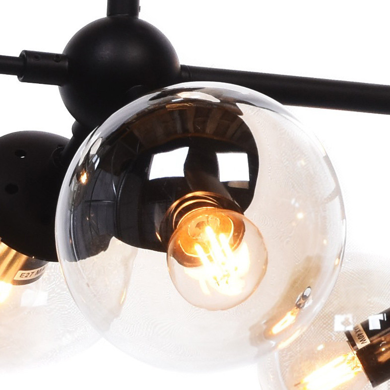 Czarna wisząca lampa szklane bańki kule bąbelki bursztynowe, designerski żyrandol ZODIAK W12 - Lumina Deco zdjęcie 3