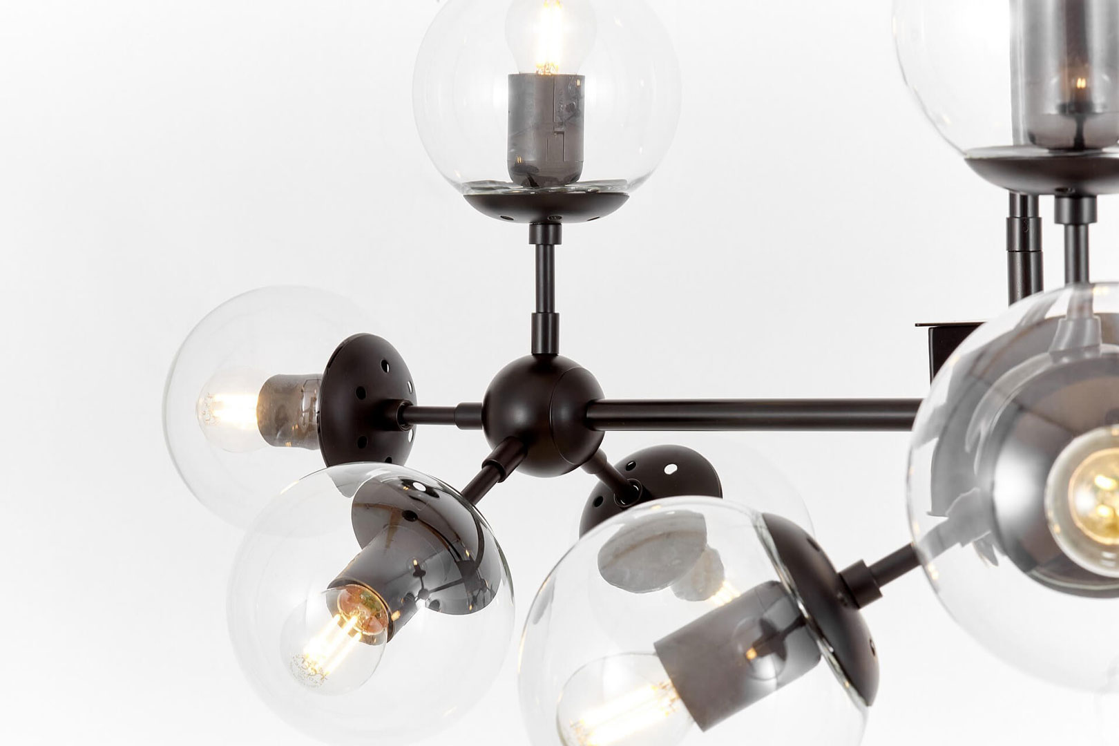 Czarna wisząca lampa szklane bańki kule bąbelki bursztynowe, designerski żyrandol ZODIAK W12 - Lumina Deco zdjęcie 3