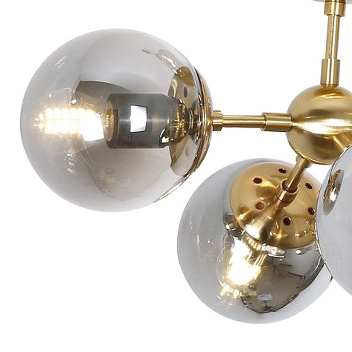Lampa wisząca ZODIAK W12 w kolorze mosiądzu, szklane dymione klosze - Lumina Deco zdjęcie 3