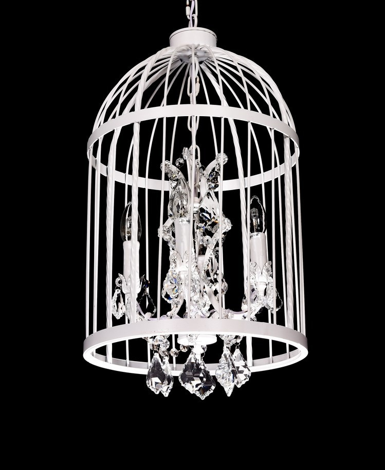 Biała klatka żyrandol kryształowy ARCHIVIA designerska lampa wisząca - Lumina Deco zdjęcie 1