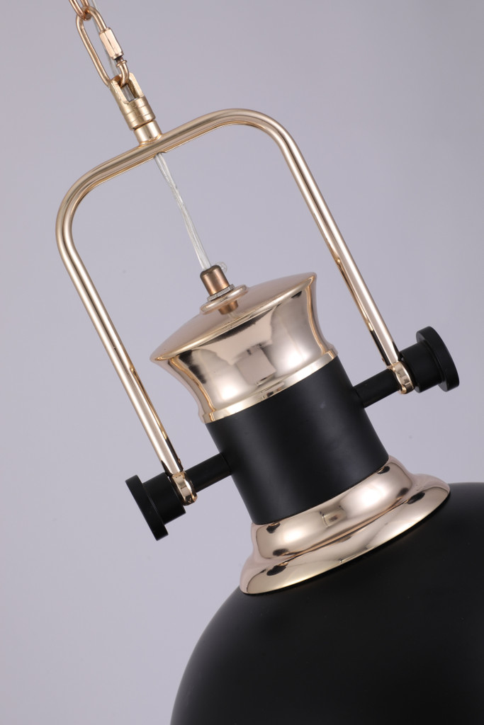 Pojedyncza lampa wisząca BATORE W1 czarna przemysłowa na łańcuchu - Lumina Deco zdjęcie 4