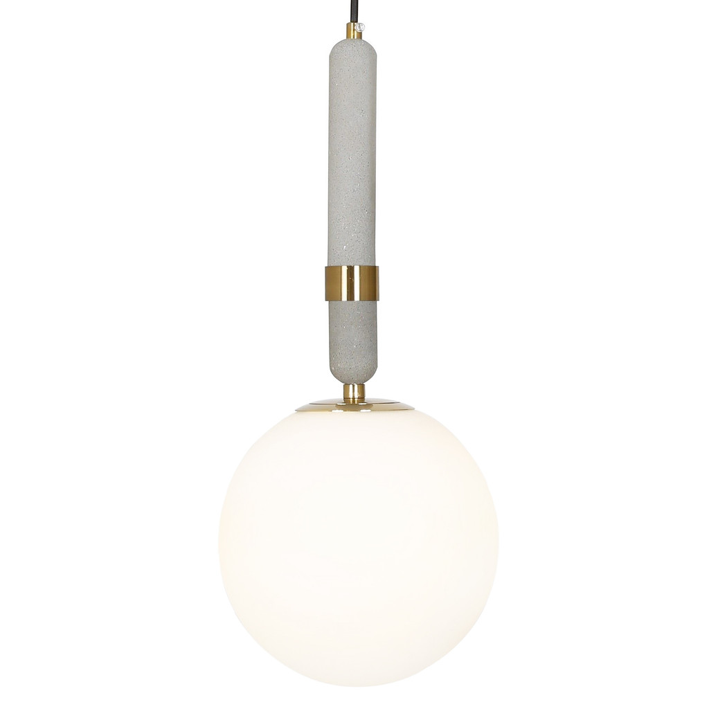 Nowoczesna lampa wisząca GRANINO D20 kolor mosiądzu, klosz kula, betonowy uchwyt - Lumina Deco zdjęcie 1