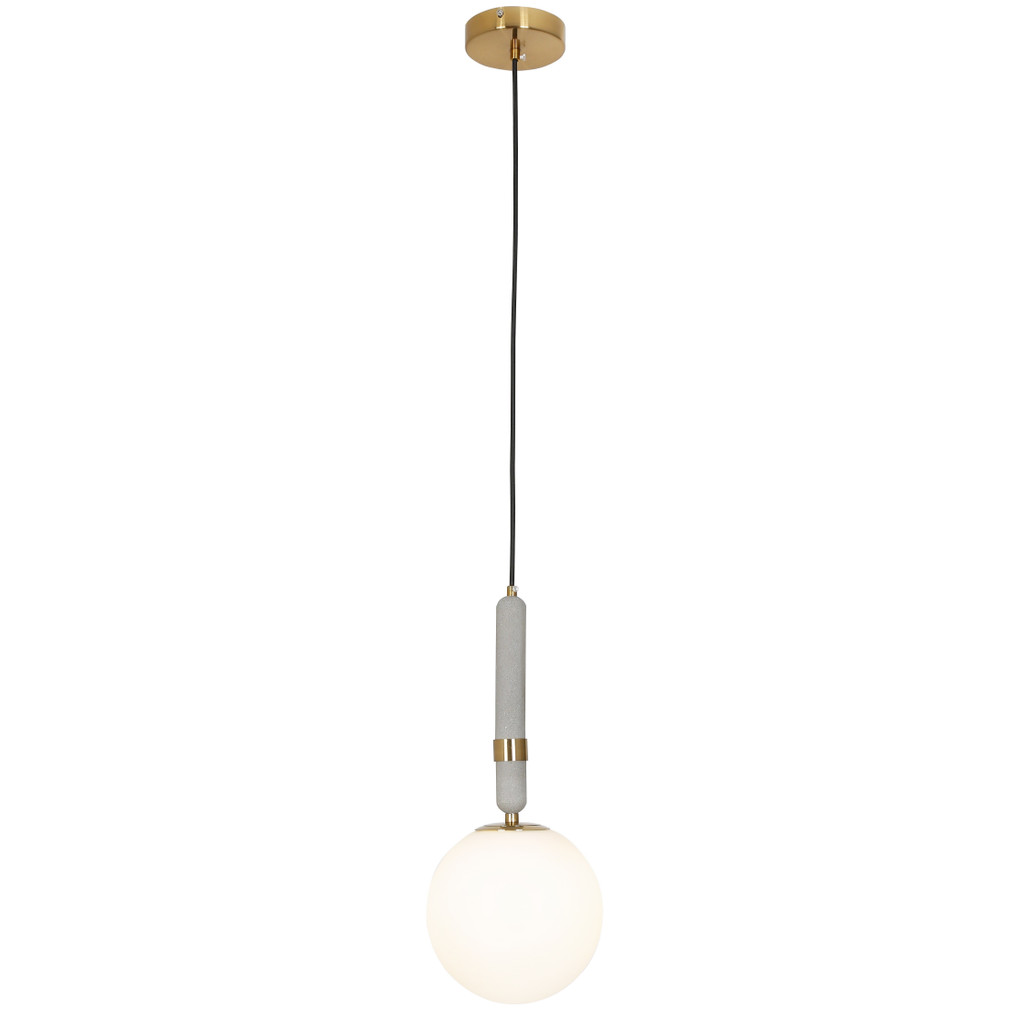 Nowoczesna lampa wisząca GRANINO D20 kolor mosiądzu, klosz kula, betonowy uchwyt - Lumina Deco zdjęcie 3