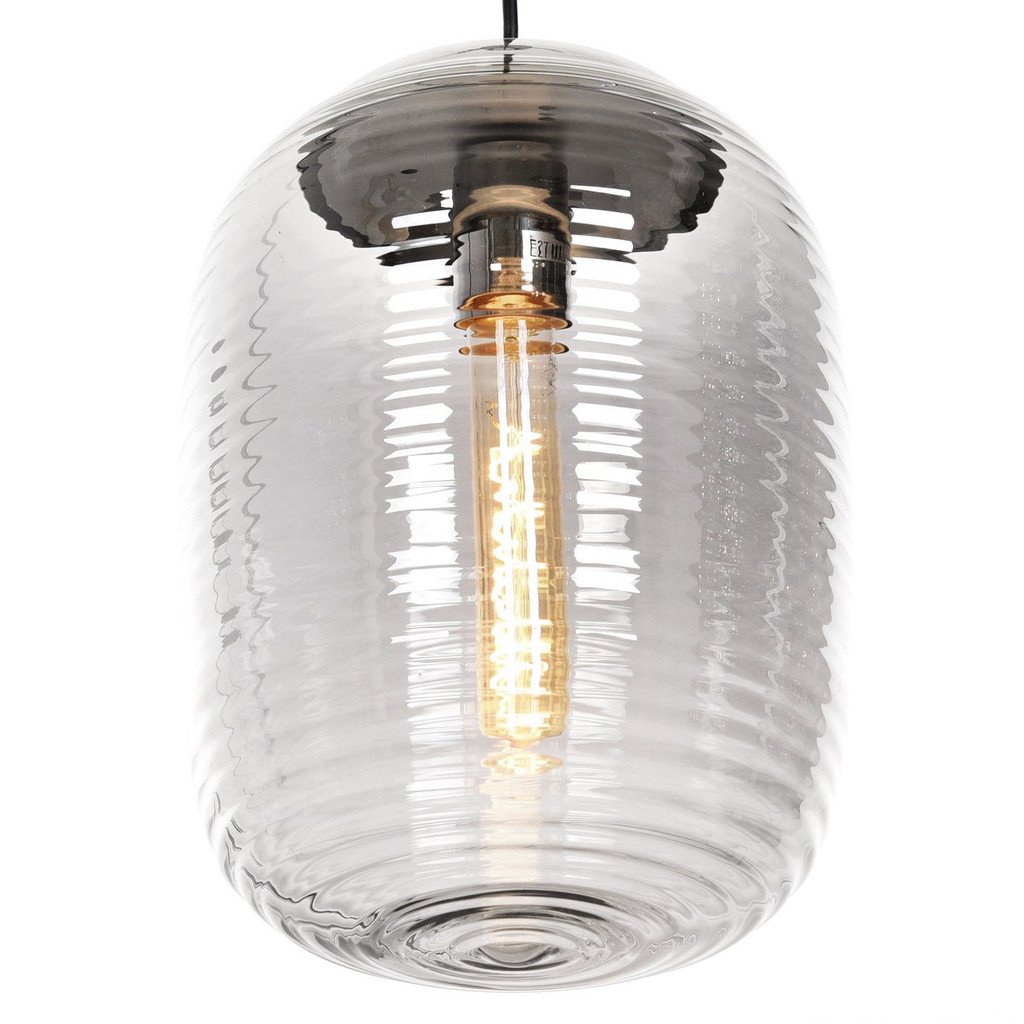 Nowoczesna, chromowana lampa wisząca MIRELLA, minimalistyczna, dymiony klosz - Lumina Deco zdjęcie 3