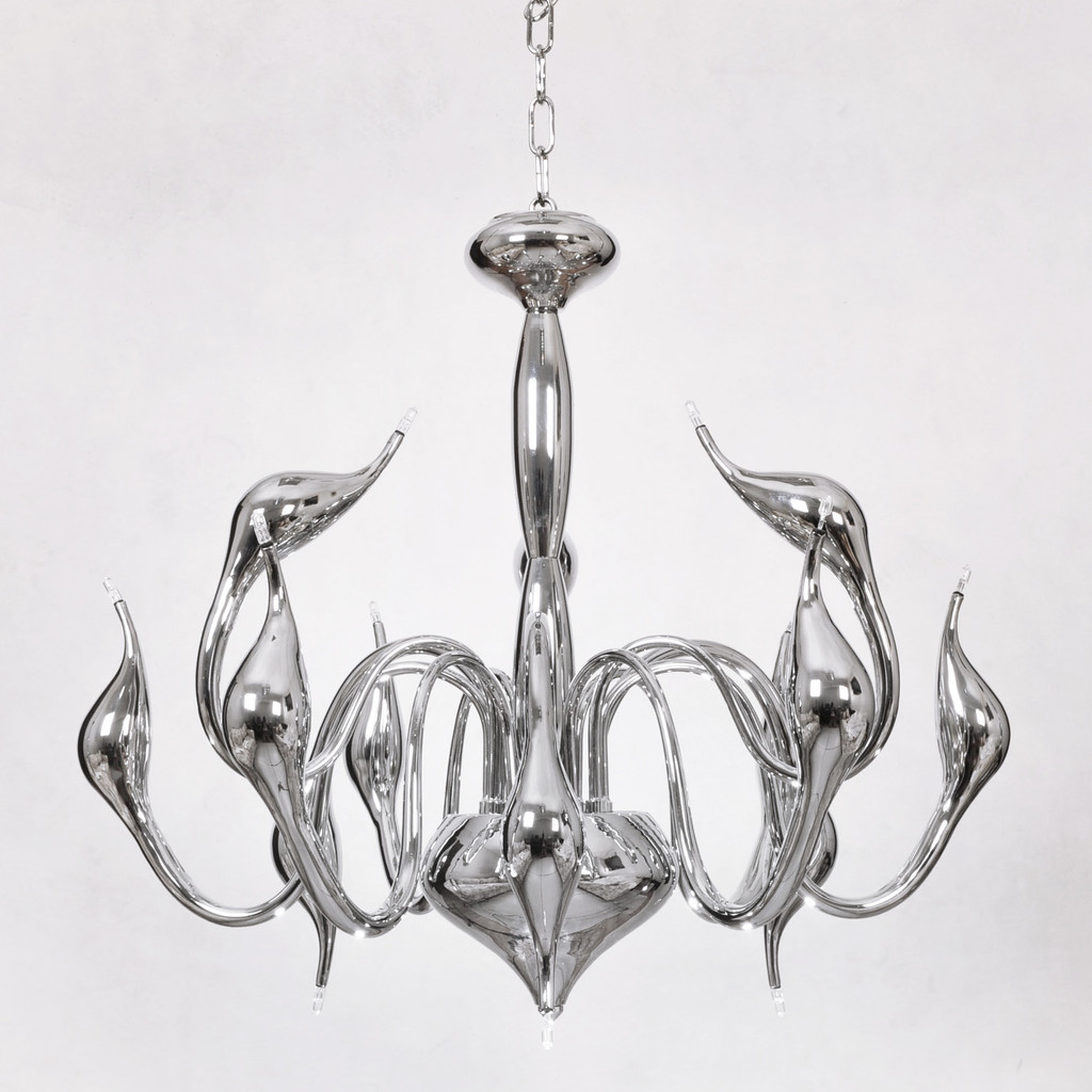 Żyrandol MAGICA W12 srebrny nowoczesny design - Lumina Deco zdjęcie 3