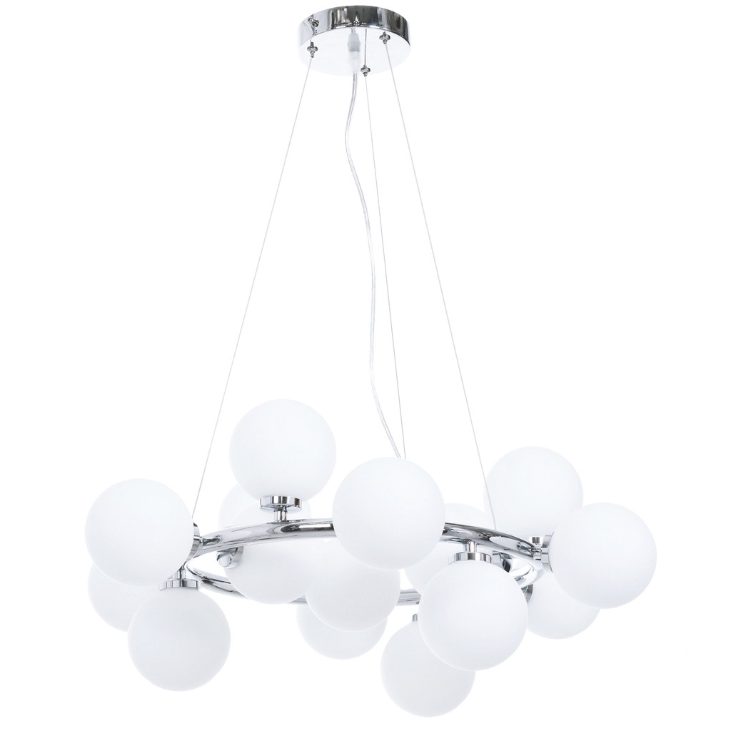 Designerska chromowana lampa wisząca MARSIADA wielopunktowa biała - Lumina Deco zdjęcie 3