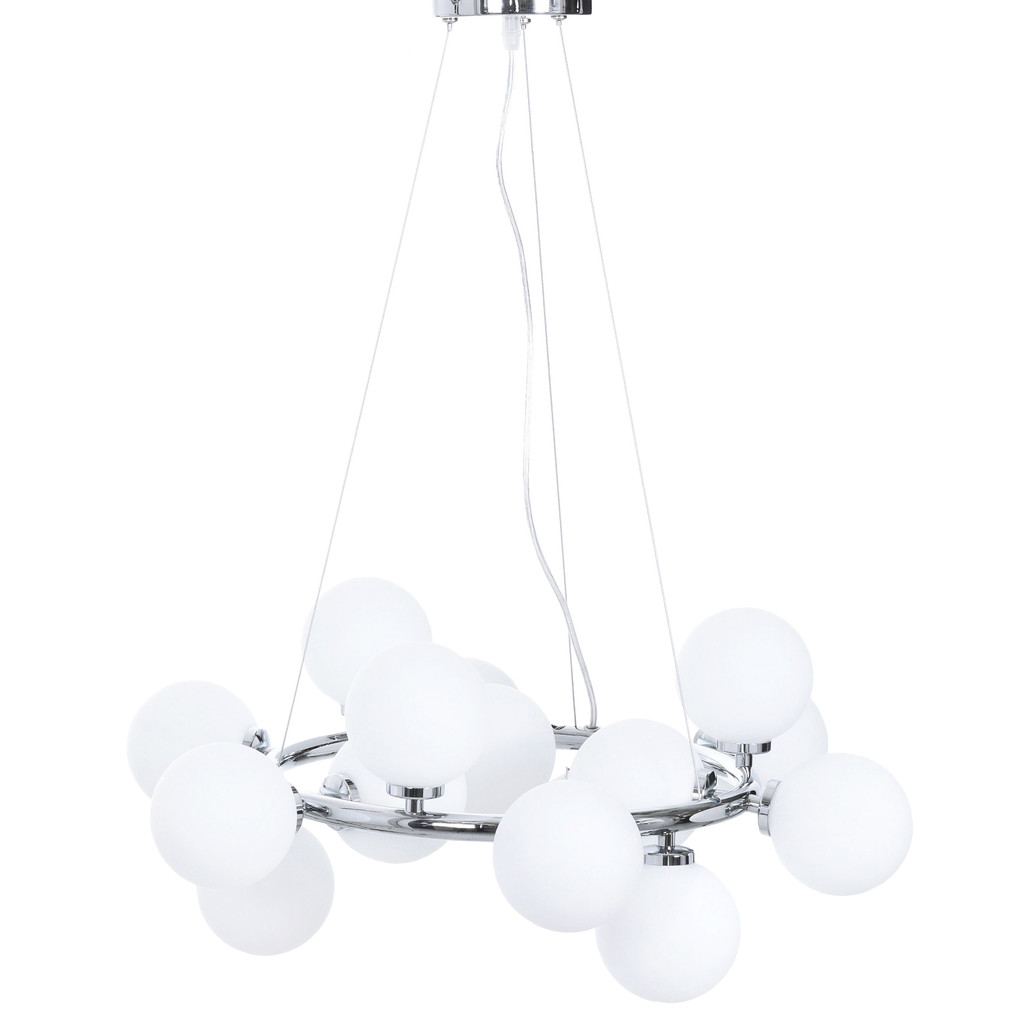 Designerska chromowana lampa wisząca MARSIADA wielopunktowa biała - Lumina Deco zdjęcie 2