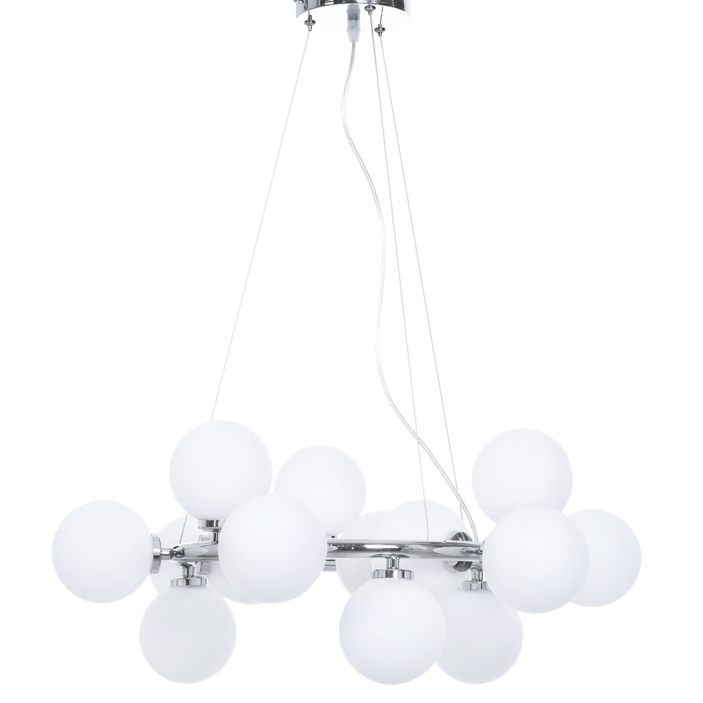 Designerska chromowana lampa wisząca MARSIADA wielopunktowa biała - Lumina Deco zdjęcie 4