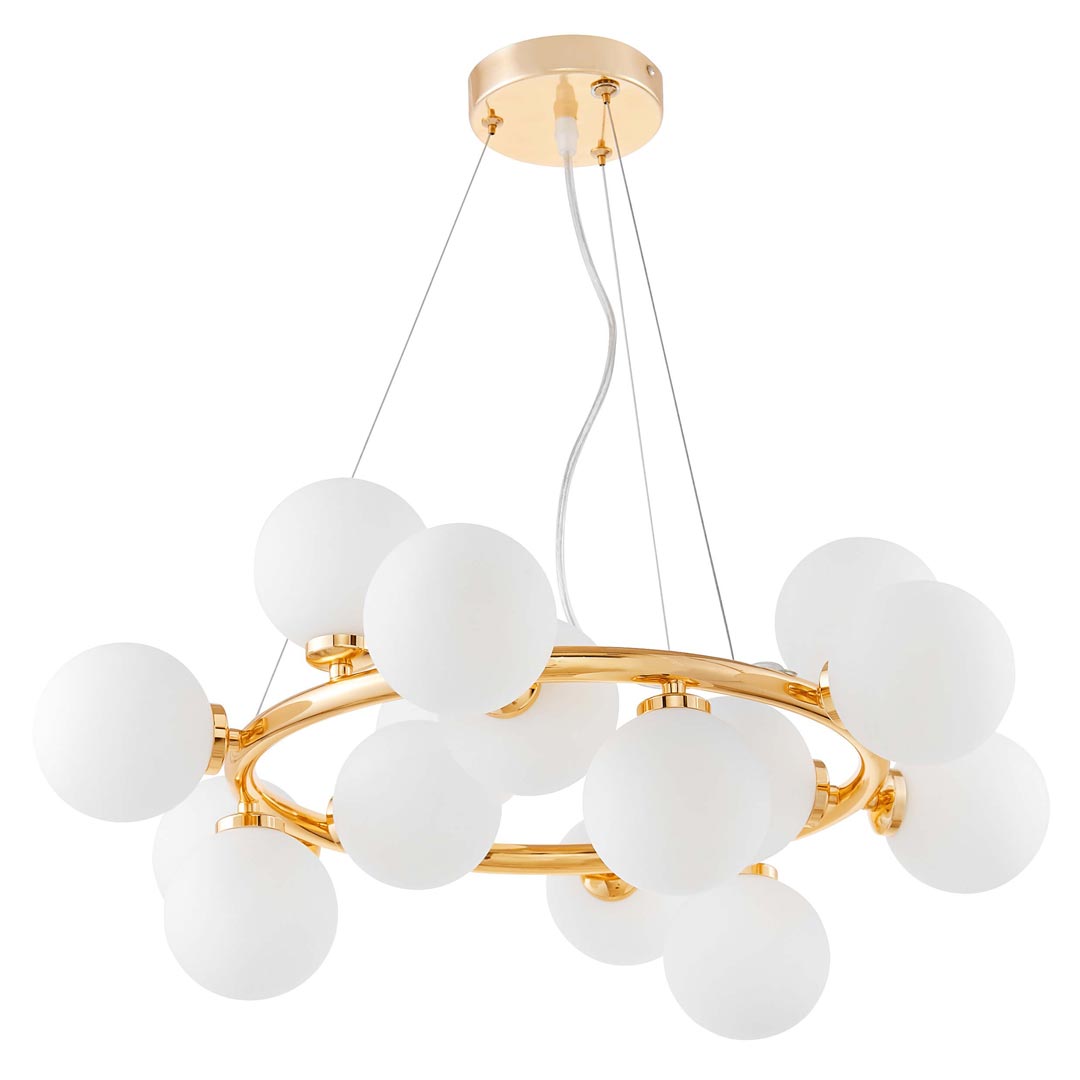 Złota lampa wisząca MARSIADA okrągła białe klosze - Lumina Deco zdjęcie 1