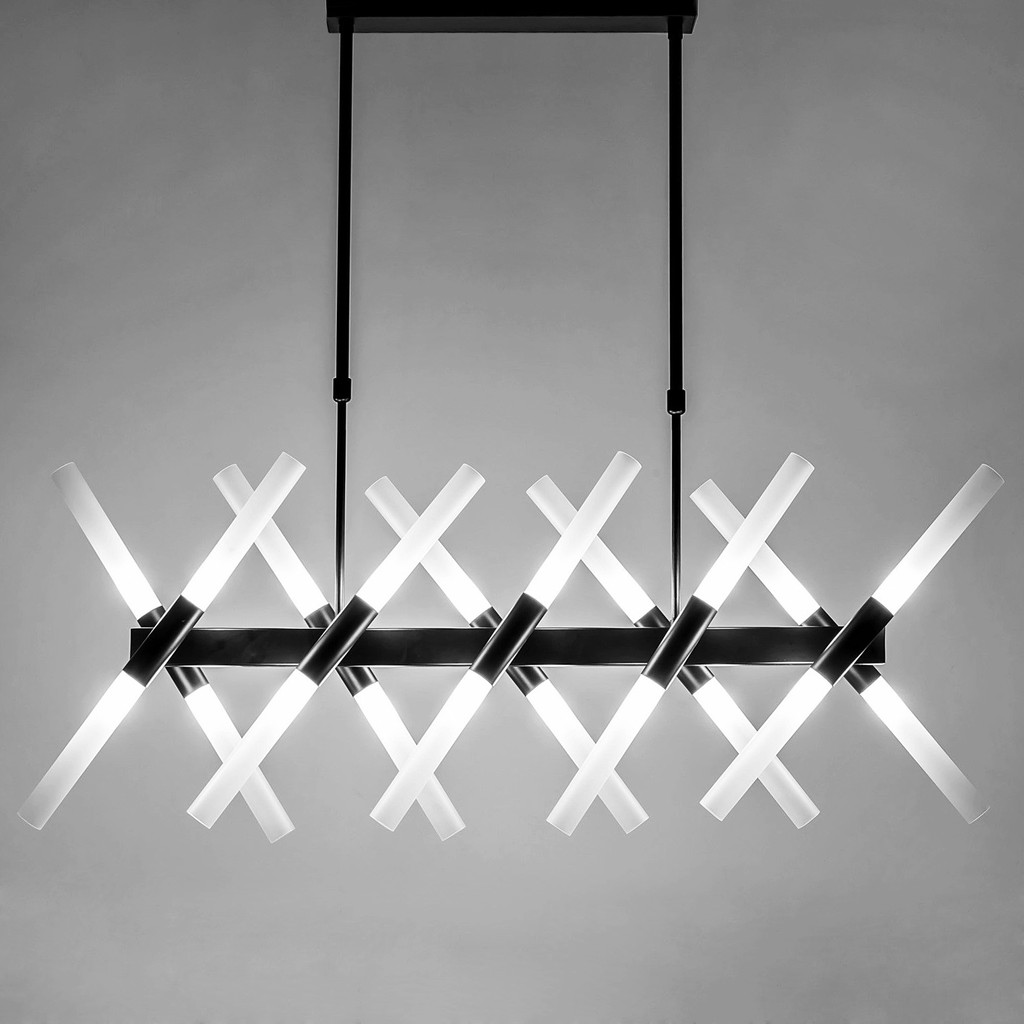 Czarno-biała, nowoczesna lampa wisząca ALFORD, geometryczna, białe, szklane klosze - Lumina Deco zdjęcie 3