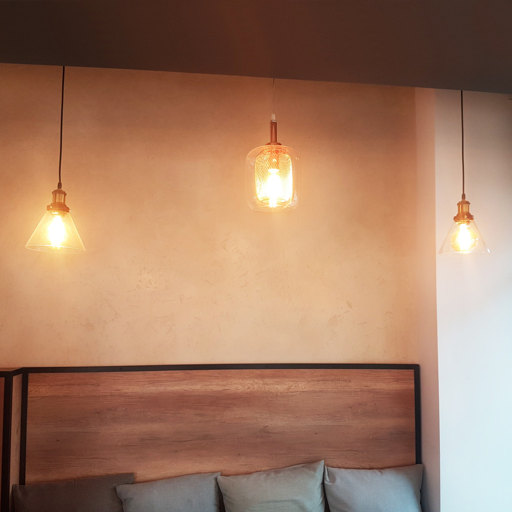 Lampa wisząca loft industrialna skandynawska NUBI szklana zwis stożek przezroczysty - Lumina Deco zdjęcie 2