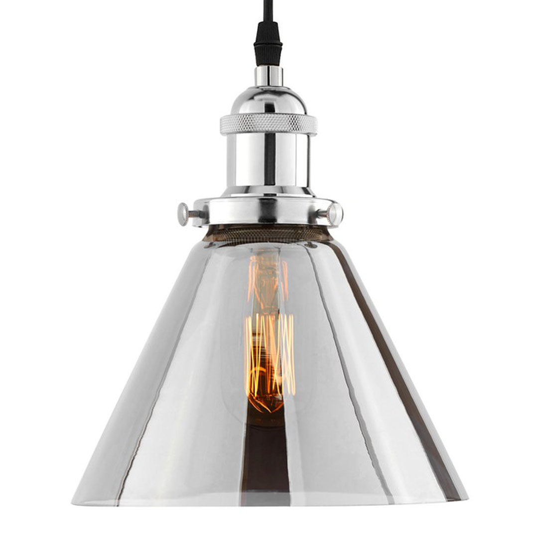 Dymiona lampa wisząca industrialna NUBI CHROM W1, loftowa, stożkowa, chromowana - Lumina Deco zdjęcie 1