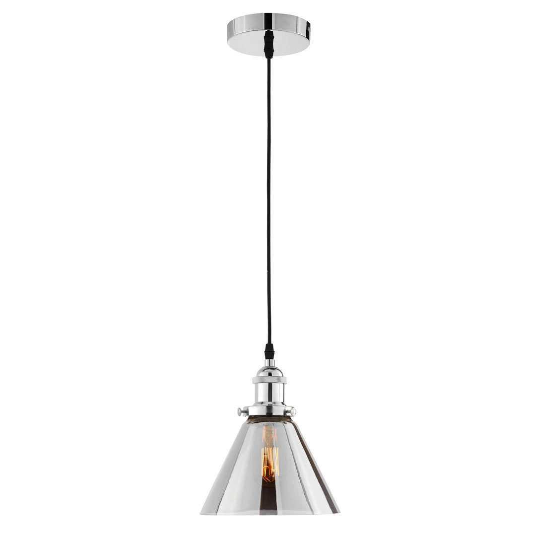 Dymiona lampa wisząca industrialna NUBI CHROM W1, loftowa, stożkowa, chromowana - Lumina Deco zdjęcie 2