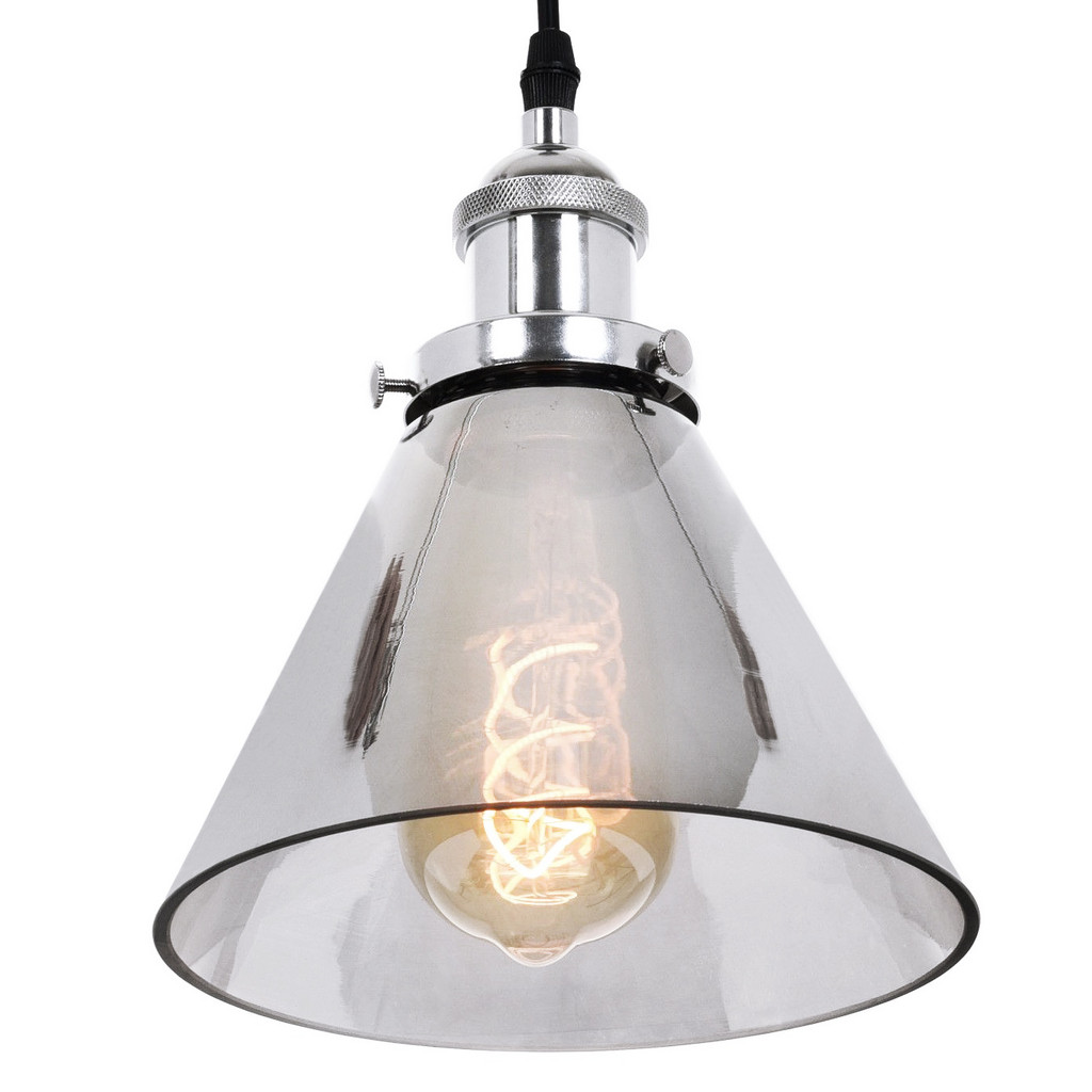Dymiona lampa wisząca industrialna NUBI CHROM W1, loftowa, stożkowa, chromowana - Lumina Deco zdjęcie 3