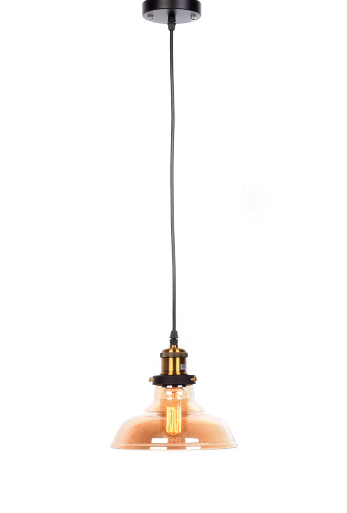 Szklana lampa wisząca GABI bursztynowa industrialna loft zwis - Lumina Deco zdjęcie 3
