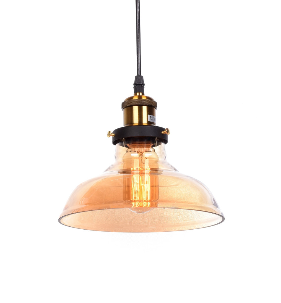 Szklana lampa wisząca GABI bursztynowa industrialna loft zwis - Lumina Deco zdjęcie 1