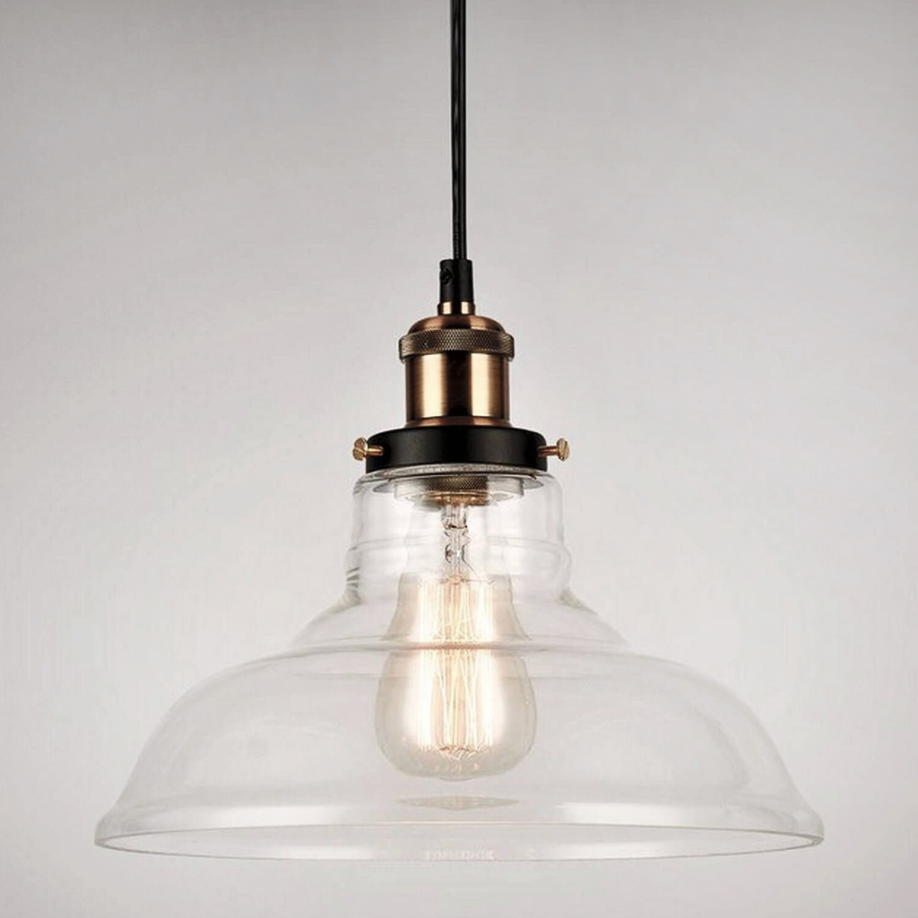 Przezroczysta lampa wisząca industrialna GABI, szklana, loftowa - Lumina Deco zdjęcie 2