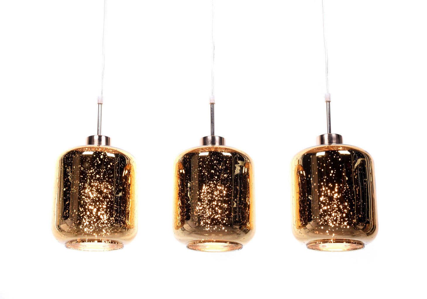 Złota lampa wisząca ALACOSMO potrójna nowoczesna szklana - Lumina Deco zdjęcie 2