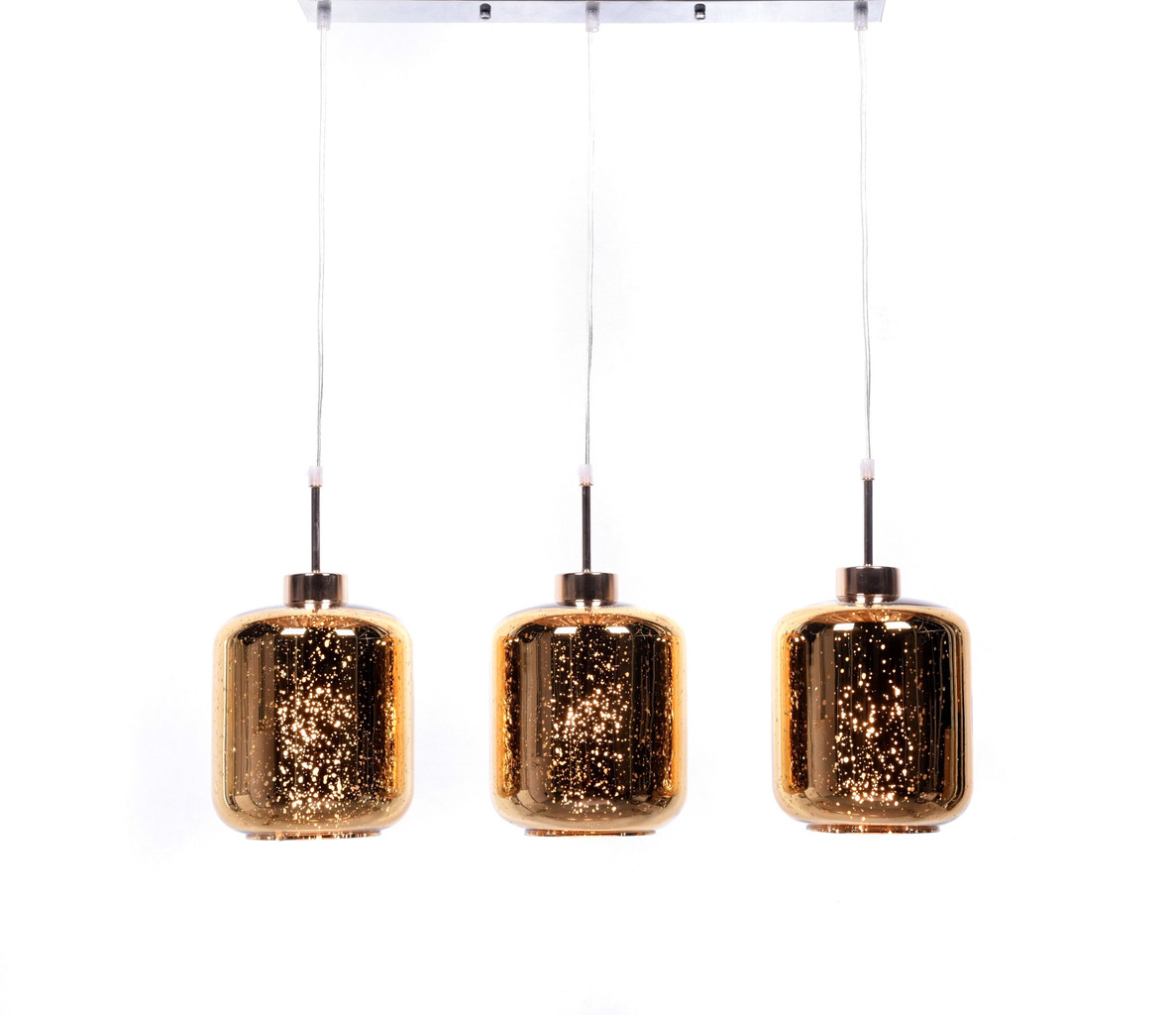 Złota lampa wisząca ALACOSMO potrójna nowoczesna szklana - Lumina Deco zdjęcie 3