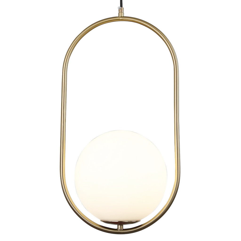 Biała lampa wisząca PANARI D20 w nowoczesnym stylu, mosiężna oprawa - Lumina Deco zdjęcie 1