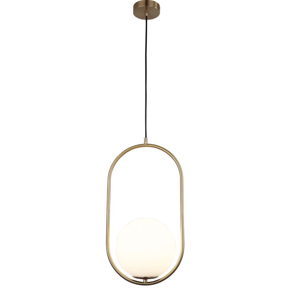 Biała lampa wisząca PANARI D20 w nowoczesnym stylu, mosiężna oprawa - Lumina Deco zdjęcie 3