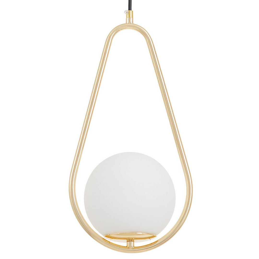 Nowoczesna lampa wisząca FORNERI D20 w kolorze mosiądzu z okrągłym kloszem - Lumina Deco zdjęcie 1